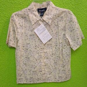 Denim&Co Kids Floral Button Down Shirt - Cream